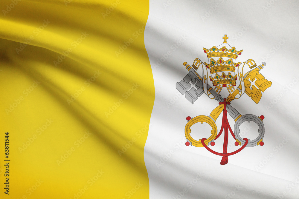 Series of ruffled flags. Vatican City State.