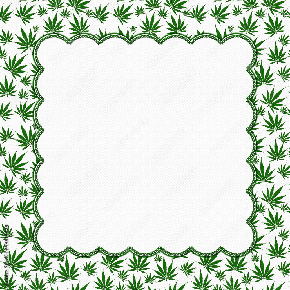 Marijuana Leaves Frame with Embroidery Background