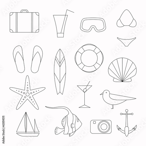 Vector Illustration of Summer Vacation Icons