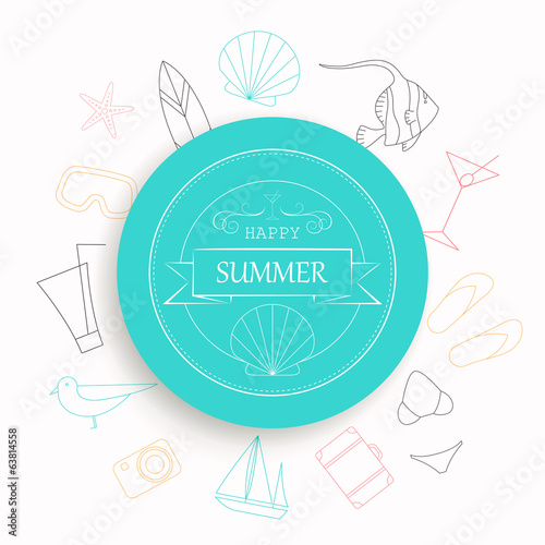 Vector Illustration of a Summer Vacation Emblem