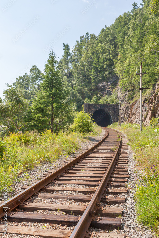 Fototapeta premium The Krugobajkalsky railway. Tunnel