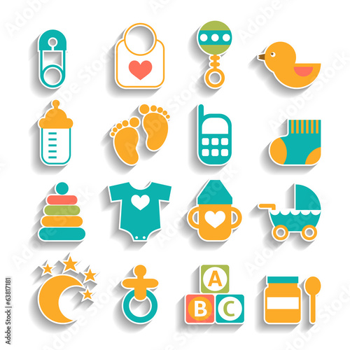 Set of baby icons isolated on a white background