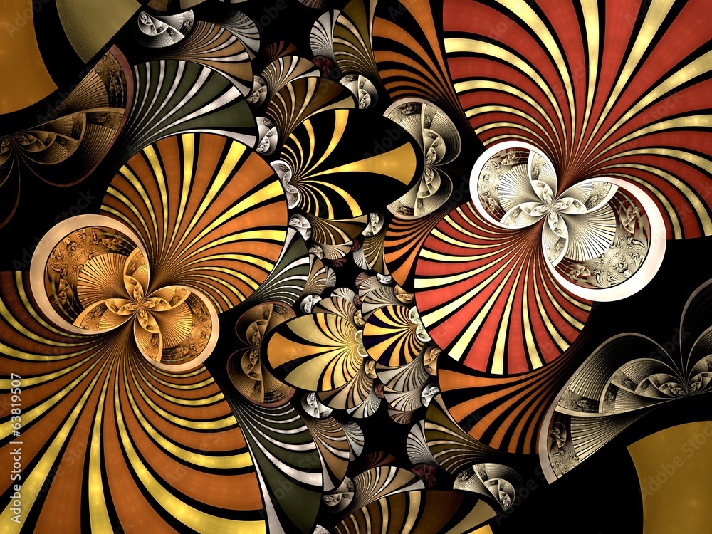 Fototapeta premium Abstract fractal image colorful star twin spirals