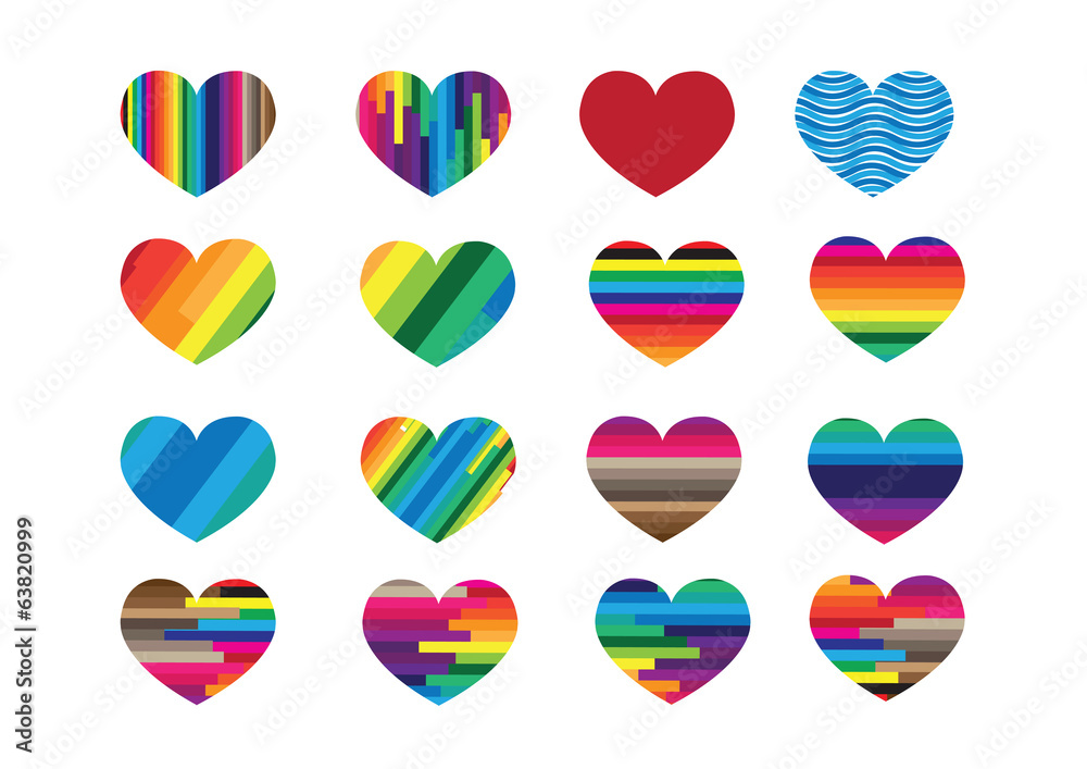 Heart abstract  icons signs and symbols set for your works