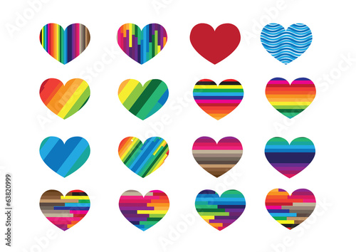 Heart abstract icons signs and symbols set for your works