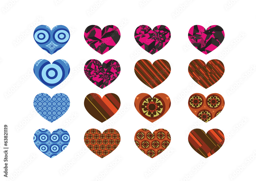 Heart abstract  icons signs and symbols set for your works