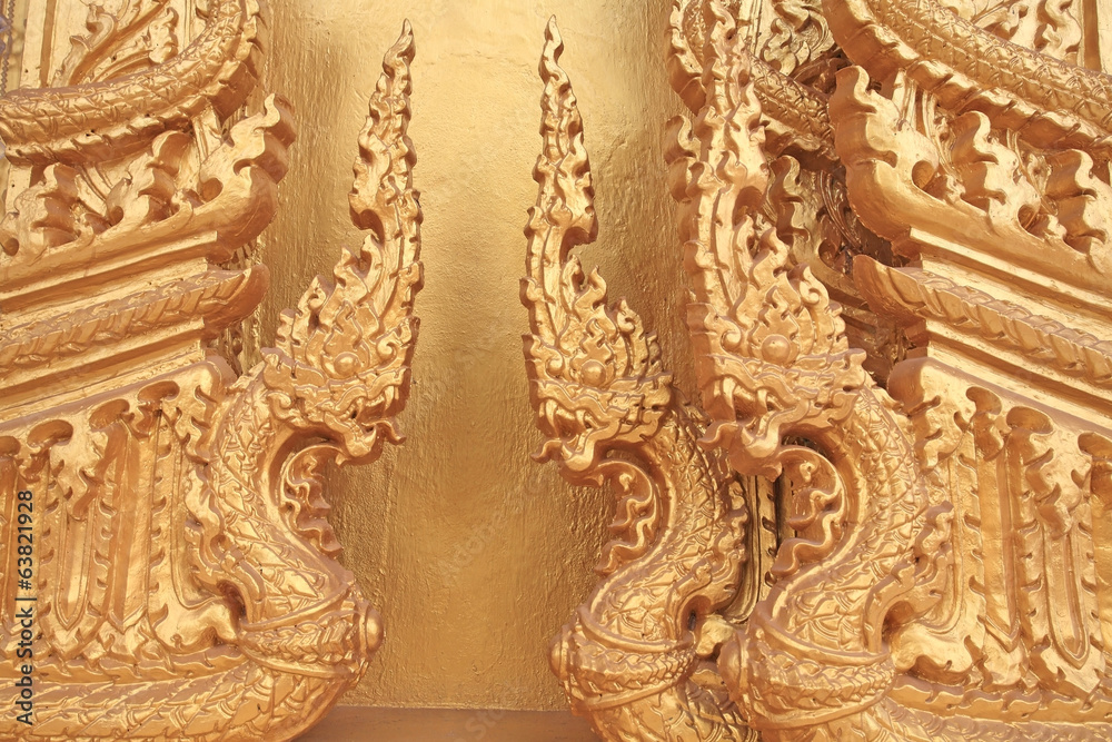 Thai heritage art sculpture of three nagas