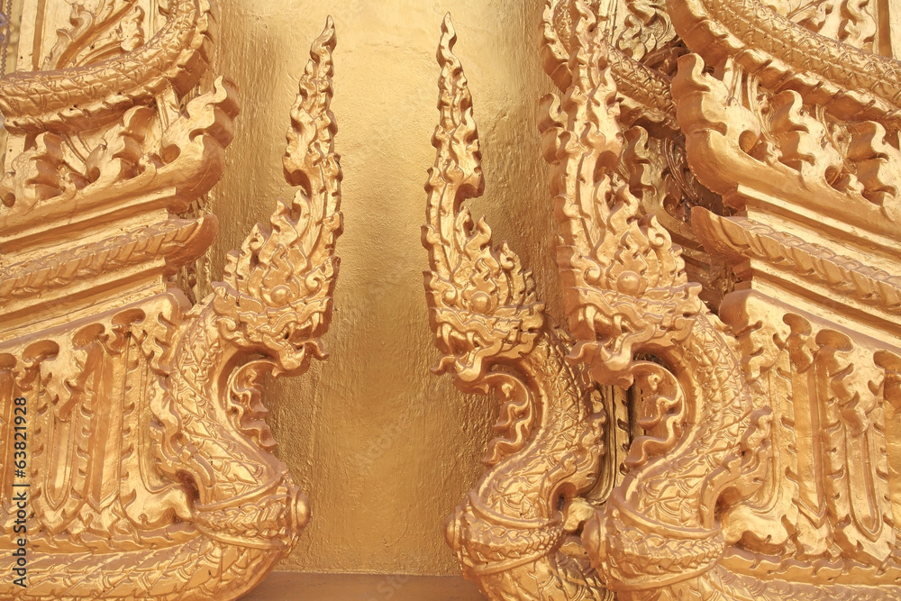Fototapeta premium Thai heritage art sculpture of three nagas