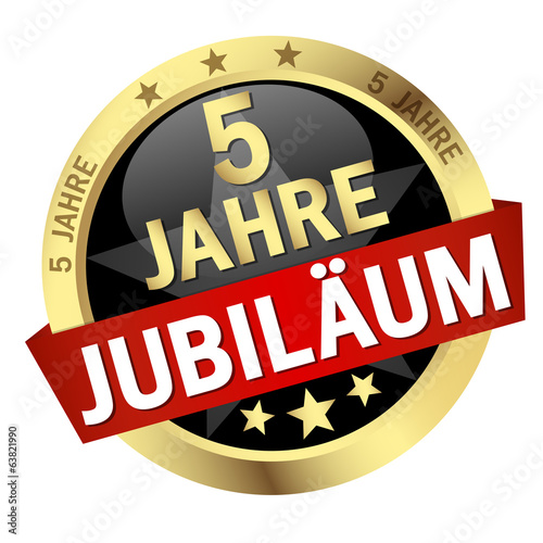 Button mit Banner " 5 JAHRE JUBILÄUM "