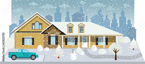 Family house in winter (diorama)