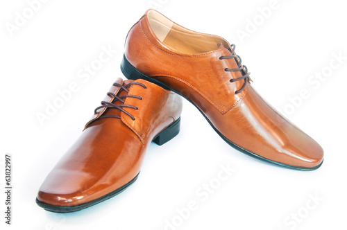 Classic leather men shoes on isolated white background