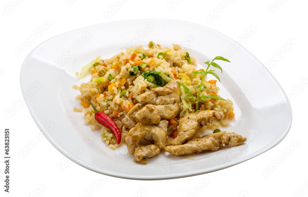 Fried rice with chicken Fried rice with chicken