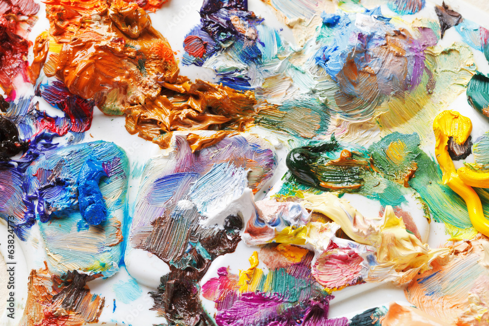 strokes of oil paints on palette close up strokes of oil paints on palette close up