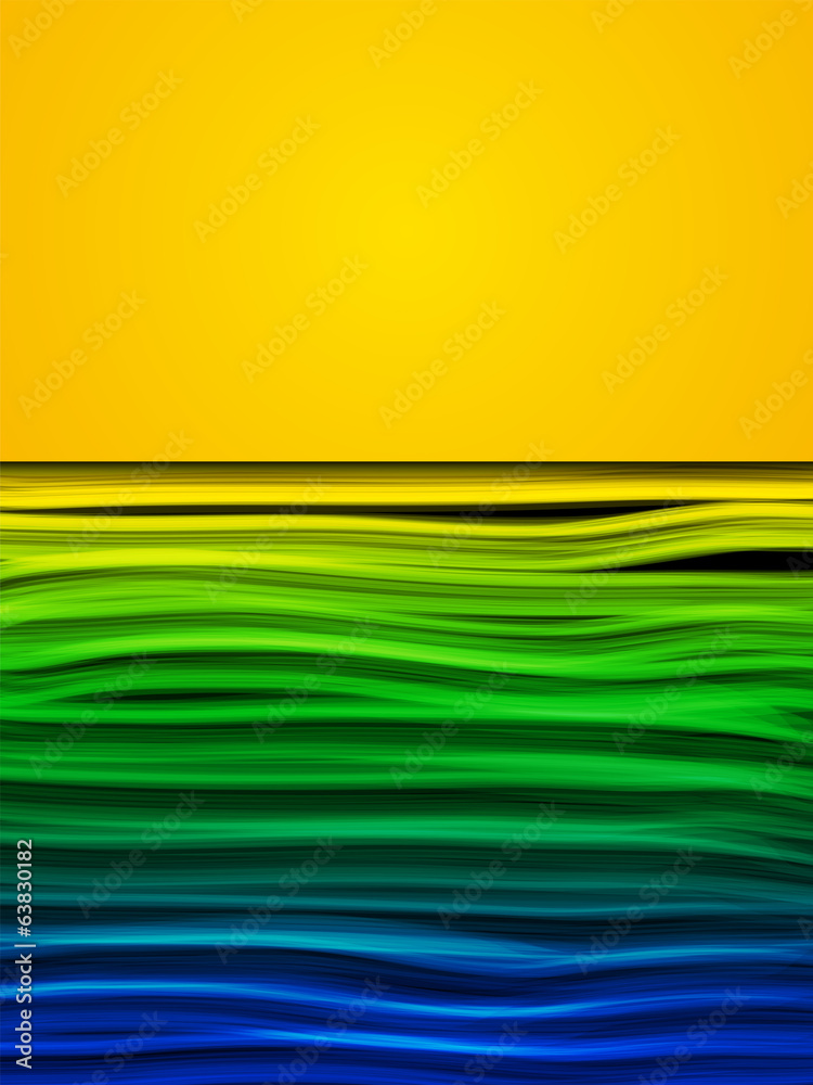 Brazil Flag Wave Yellow Green Blue Background
