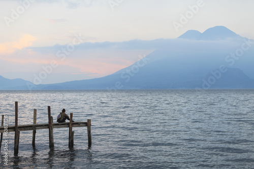 Pier on the Atitlan Lake in Guatemala at Sunrise