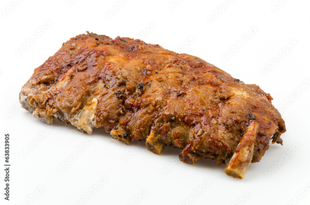 Ribs bbq pork isolated white background Ribs bbq pork isolated white background