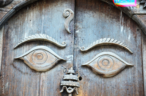 Door in Hanuman Dhoka at Kathmandu Durbar Square Nepal
