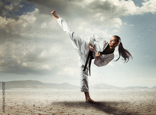 Karate girl kick photo