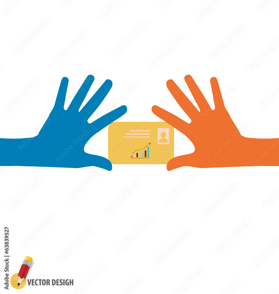 Fototapeta premium Hands holding credit card, vector illustration.