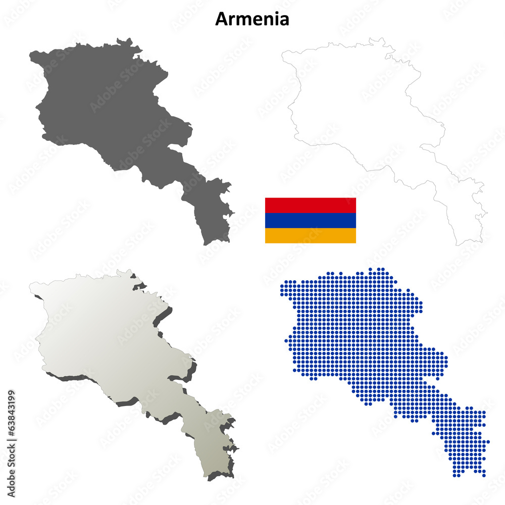 Blank detailed contour maps of Armenia