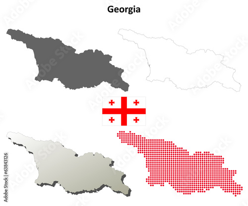Blank detailed contour maps of Georgia