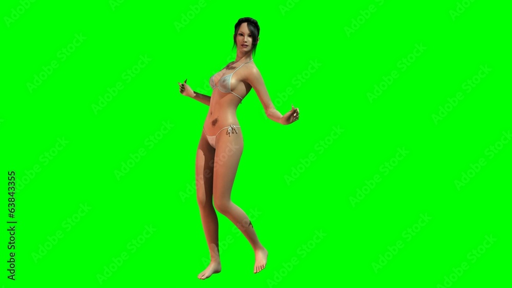 Hot Girl in sexy Bikini dances - green screen Hot Girl in sexy Bikini dances - green screen