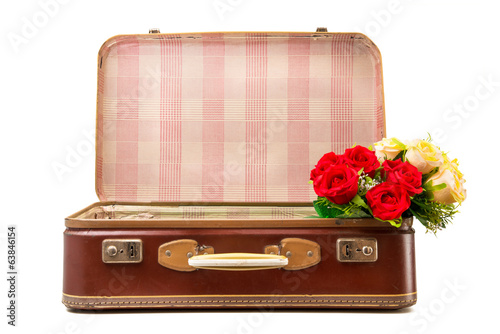 valigia vintage con rose