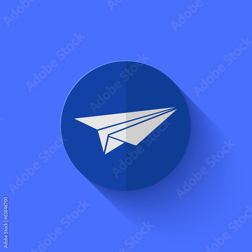 Vector modern flat blue circle icon.