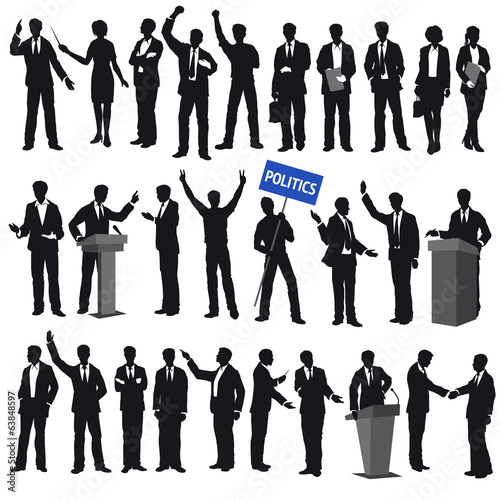 Silhouettes of People: Politicians, Businessmen, Social Life