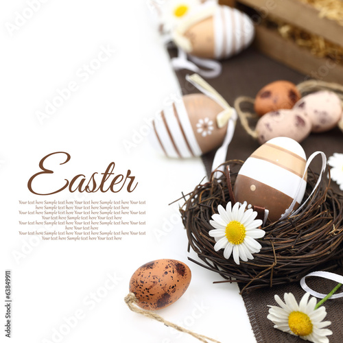 Easter decoration with brown eggs