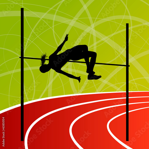 High jump athletics active woman girl sport silhouette concept i