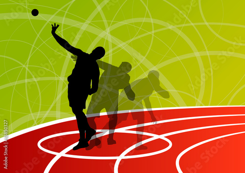 Male sport athletics. ball throwing silhouettes collection. abst