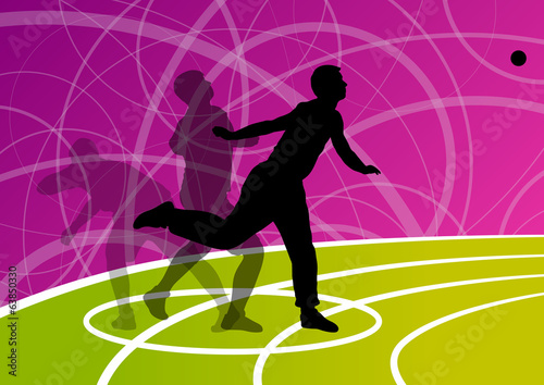 Male sport athletics. ball throwing silhouettes collection. abst