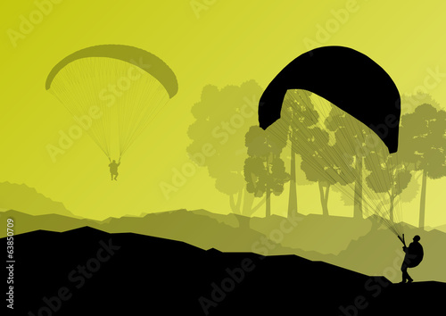 Paragliding vector background landscape concept vector