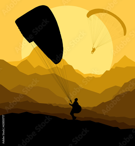 Paragliding vector background landscape concept vector