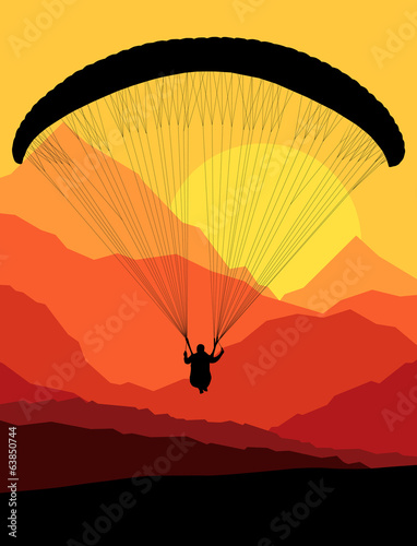 Paragliding vector background landscape concept vector
