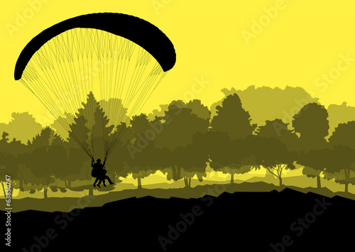Paragliding vector background landscape concept vector