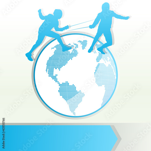 Fencing sport silhouette vector background concept