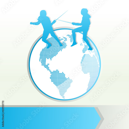 Fencing sport silhouette vector background concept