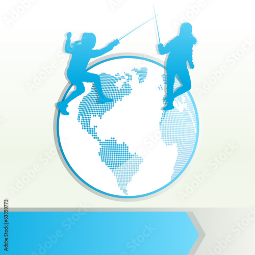 Fencing sport silhouette vector background concept