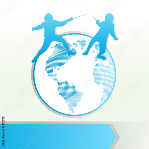 Fencing sport silhouette vector background concept