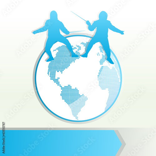 Fencing sport silhouette vector background concept