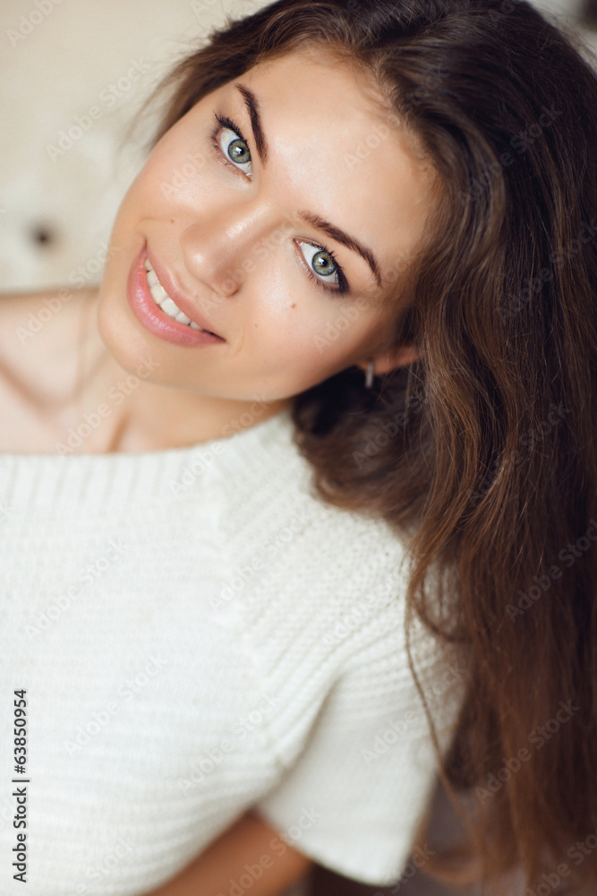 Portrait of beautiful brunette woman, close up Portrait of beautiful brunette woman, close up