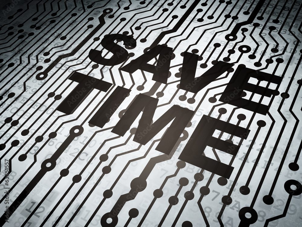 Timeline concept: circuit board with Save Time Timeline concept: circuit board with Save Time