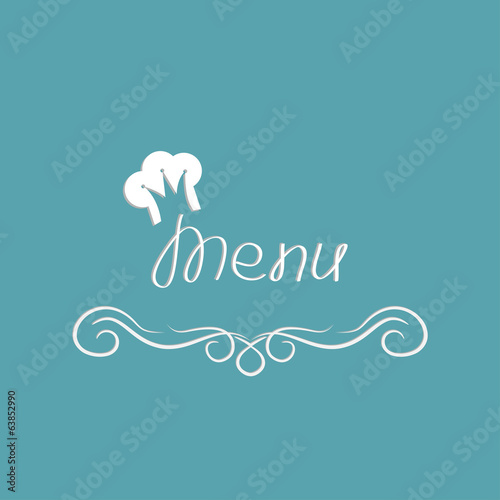 Menu cover design with hat in shape of crown. Abstract calligrap photo