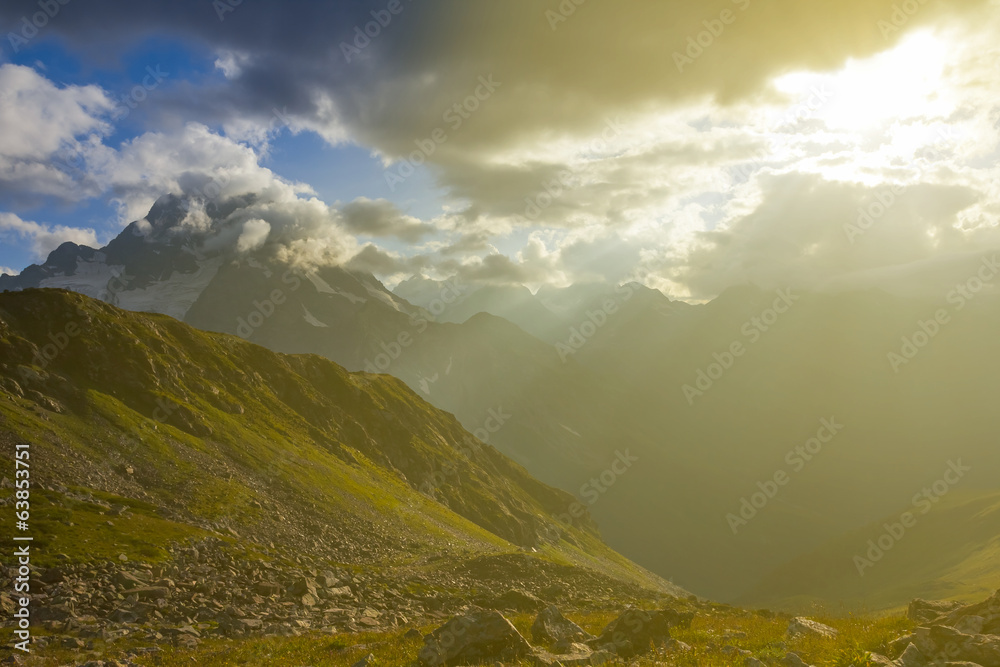 mountain landscape by a sunny day