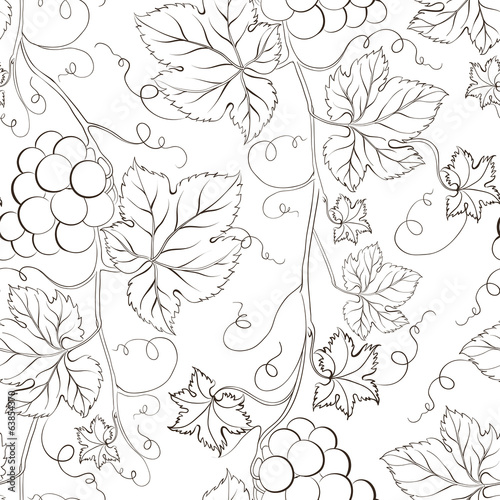 Seamless grape pattern black and white.