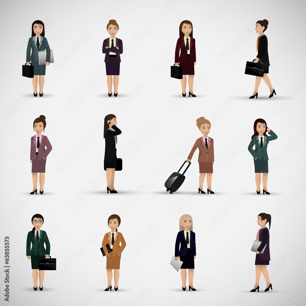 Obraz premium Business Women Isolated On Gray Background