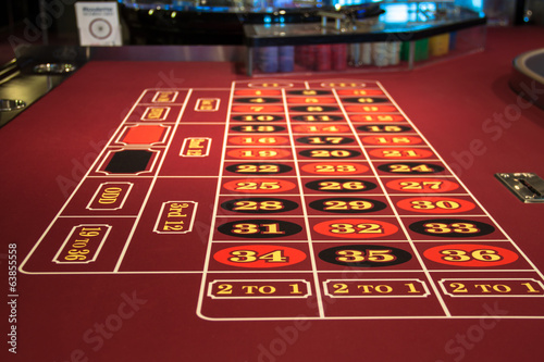 Canvas Print Roulette table in casino