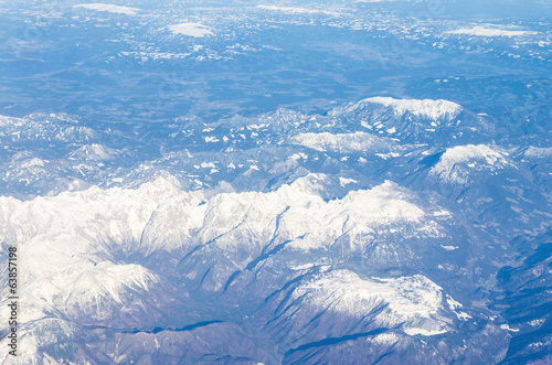 aerial view of Alps mountain range
